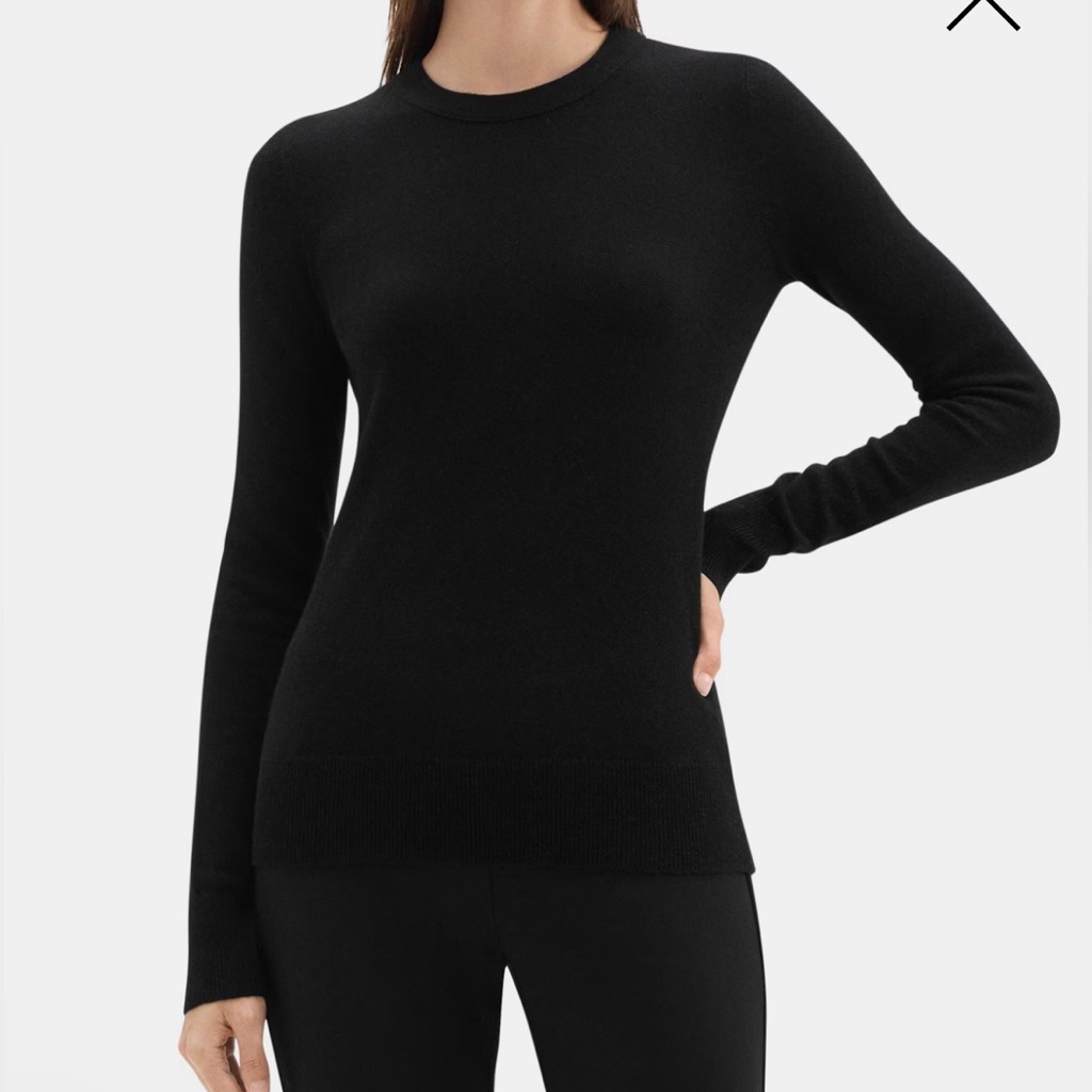Theory Black Crewneck Sweater Cashmere Silk S Nwot